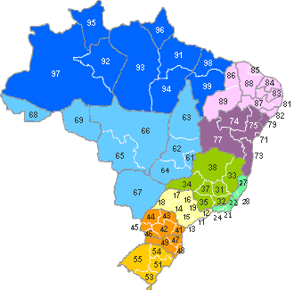 Mapa de DDDs do Brasil